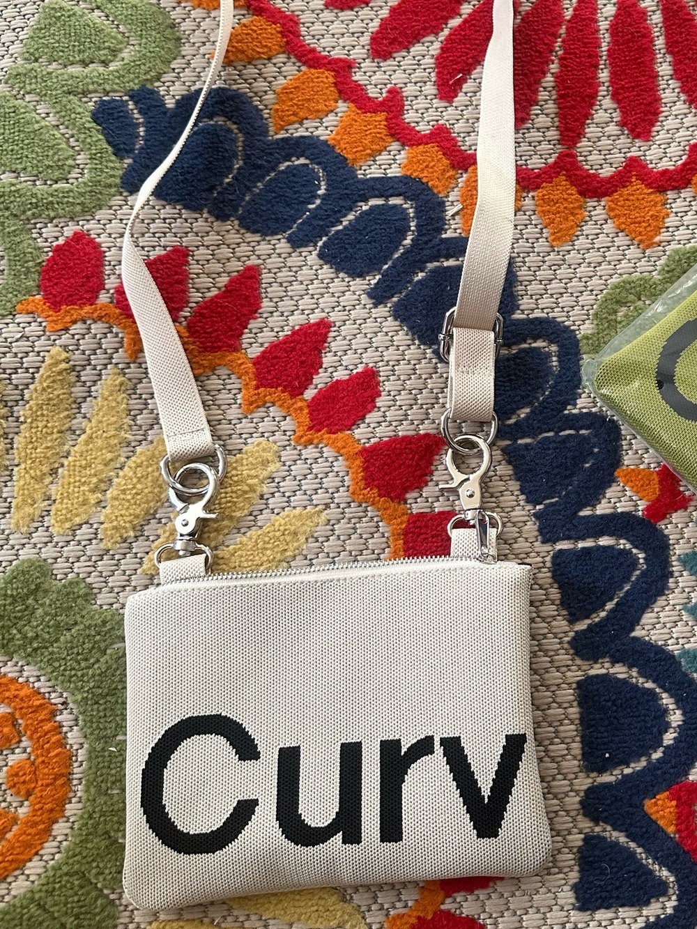 Curves Crossbody Bag in Natural with Black Text by Sean Brown NWOT